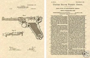 US PATENT for the LUGER P 08 PISTOL Art Print READY TO FRAME!!! Georg GUN - Picture 1 of 1