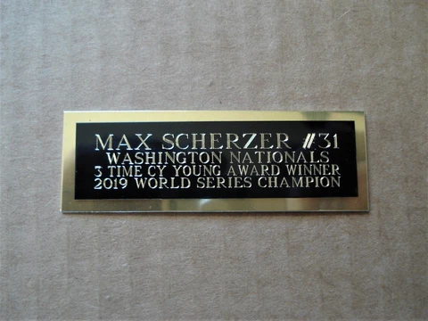 Max Scherzer Nameplate For An Autographed Baseball Ball Card Plaque 1 X 3 Cover