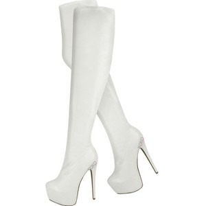 knee high white platform boots