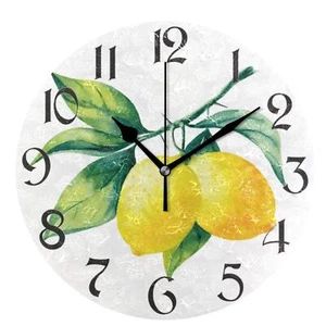 Lemon Yellow Fruits Wall Clock Round - Non-Ticking Desk Clock Battery Operate... - Picture 1 of 9