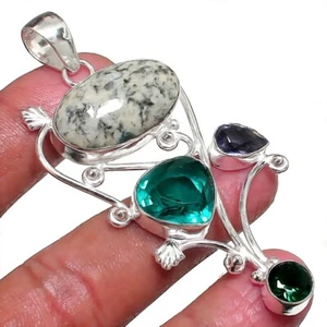 Natural K2 Jasper Gemstone 925 Sterling Silver Jewelry Pendant Size 2.75'' - Picture 1 of 1