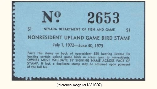 D2K Nevada Upland Game 1972 $1.00 - Image 1 of 1
