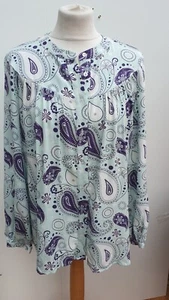 Blusa Top Denim & Co Estampado Paisley Cuello Redondo Botón Talla Grande Nueva QVC j. - Imagen 1 de 5