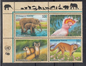 03) UN UNO New York 1997 Wildlife Elephant, Cougar Cat, Parrot Cockatoo, Birds  - Picture 1 of 1