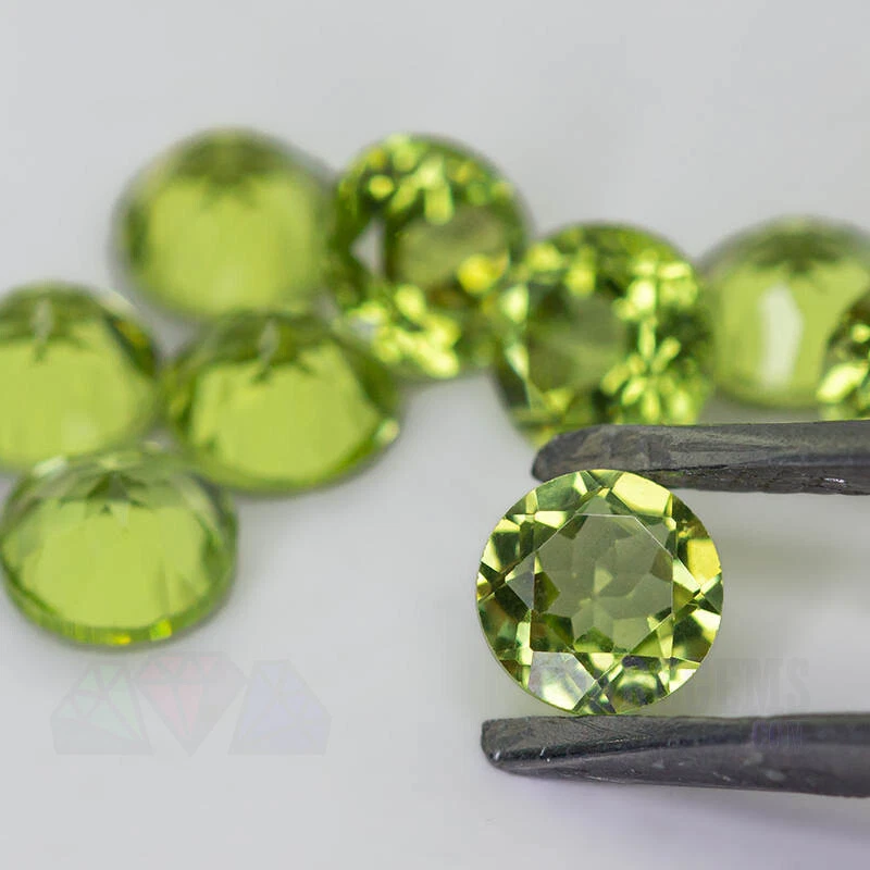 Natural Peridot Gemstone VS 2mm 3mm 4mm 5mm Calibrated Loose Round Faceted Best - image 1 of 4