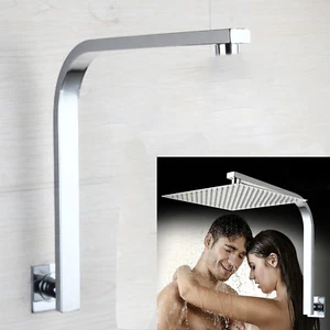 Brazo de ducha cuadrado montado en pared cromado cuello de ganso latón 5618 - Imagen 1 de 8