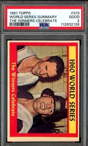 Undergraded 1961 Topps #313 MANTLE World Series The Winners Celebrate PSA 2 Good - Picture 1 of 2