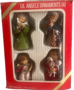 Little Angels Set of 4 Hong Kong Christmas Ornaments Vintage 3 “ - Picture 1 of 6