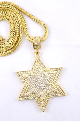 Pingente de estrela de ouro grande hip hop corrente Franco 36 polegadas GG último - Imagem 1 de 4