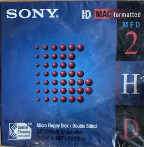 Sony MFD 2HD 3.5" Para Mac 1.4 MB 10 Micro Disquetes NUEVO SELLADO NOS - Imagen 1 de 3