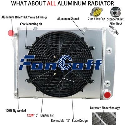 4-Row Radiator Shroud Fan For 1968-74 Chevy Nova/1970-81 Camaro/75-87 El Camino Foto 1 de 4