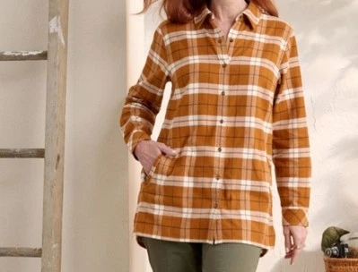 Camisa Joan Rivers Jengibre Talla XS Algodón Franela a Cuadros Frontal A653687 Nueva Sin Etiquetas Foto 1 de 4