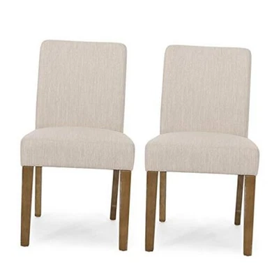  Cadeira de Jantar Estofada Contemporânea Kuna (Conjunto de 2), Bege, Marrom Resistido - Imagem 1 de 4