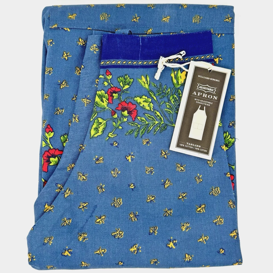 NUEVO Delantal Williams Sonoma Adulto Provenza 100% Algodón Azul Francés Country Floral Foto 1 de 4