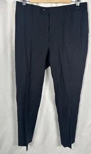 LANVIN FLAT FRONT WOOL TROUSERS DRESS PANTS SLACKS ITALY BLACK GRAY MEN'S 52 - Picture 1 of 4