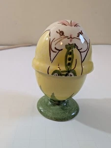 Tazza uovo porcellana coniglietto coniglio pasquale Gayet of California vintage con coperchio - Foto 1 di 15
