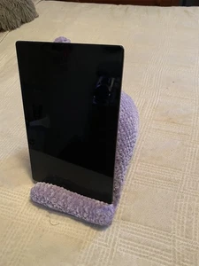 Crocheted Lavender Chenille Tablet Holder Stand - Picture 1 of 2