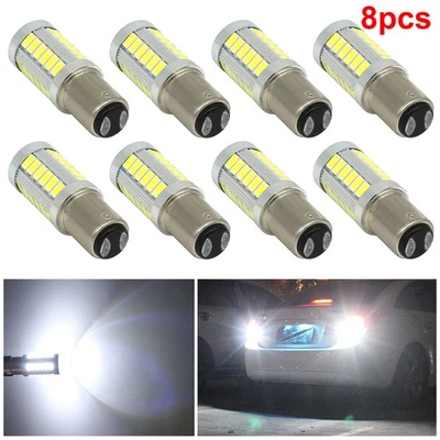 8X BAY15D 1157 Car Tail Stop Brake Light 5630 33SMD LED Canbus Bulb 12V White - Image 1 of 4