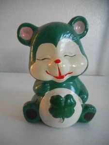 Vintage Chalkware or ceramic Green Bear Bank Carnivalware - Picture 1 of 7