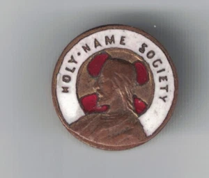 Vintage katholische HNS Heiliger Name Gesellschaft emailliert religiös Medaille Pin Schraubverschluss - Bild 1 von 1