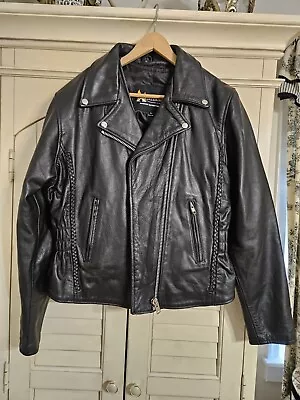 black leather jacket with matching vest womens xl - Image 1 of 4