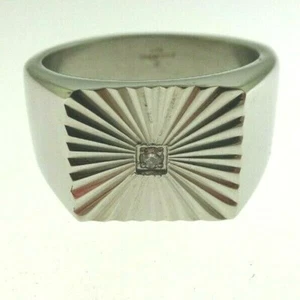Men's Stainless Steel Laser Cut Ring With CZ Center Stone Size 10 - Picture 1 of 2