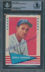 1961 Fleer #32 Charlie Gehringer Beckett Authentic Autograph Signed *5755