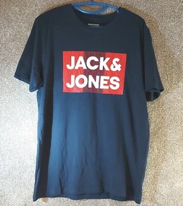 Jack & Jones Essentials Blue with logo, Mens size XL Short Sleeves 44" Chest - Picture 1 of 5