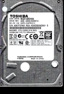 MQ01ABD050 P/N:HDKEB03AZA01 S REV:AZA AA00/AX001U 500GB APR 2012 CHINA TOSHIBA - Picture 1 of 3