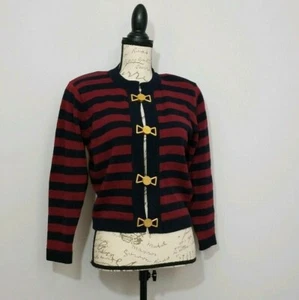 Vintage Peter Nygard Cardigan Sweater Sz Small  Black/Deep Red 3/4" Sleeves - Picture 1 of 6