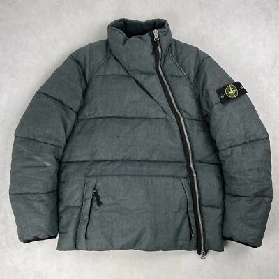 Stone Island Lino Resinato Down Puffer Jacket Grey Coat Small 3221 - Image 1 of 4