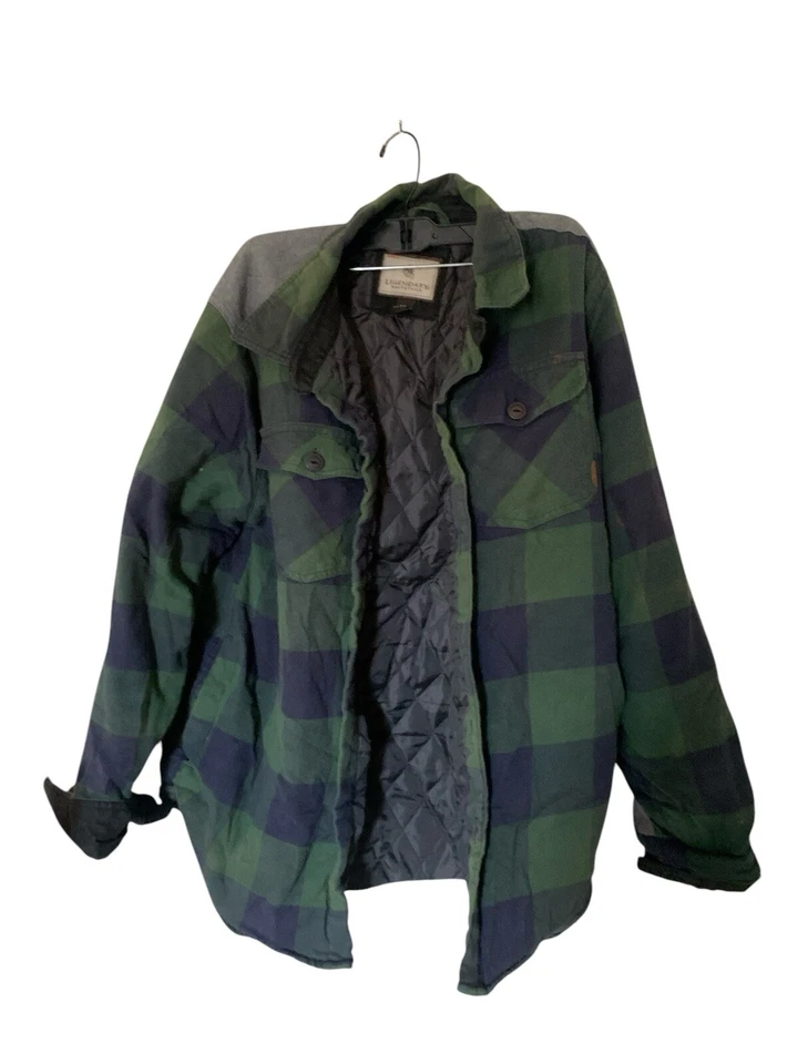 Legendary Colas Blancas Forradas Franela Camisa Chaqueta Hombre Grande Verde Cuadros Chaqueta Foto 1 de 4