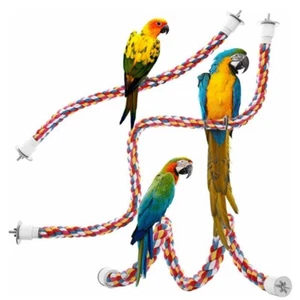 Haustier Vogel Papagei Baumwolle Seil Barsche Käfig Zubehör Barsch Bungee Spaß Spielzeug - Bild 1 von 8