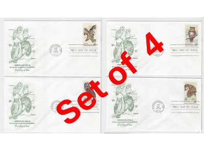 TurtlesTradingPost- American Owls 1978 #1760-63  FDC- Artmaster -  4 Covers - Image 1 of 3