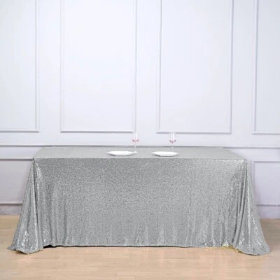 90" x 156" Sequin RECTANGULAR Tablecloth Dinner Wedding Linens Party Decorations - Image 1 of 4