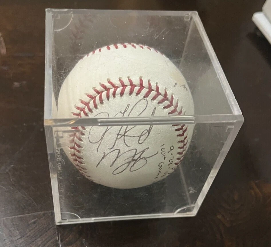 Jon Garland Signed 2008 Anaheim Angels  100th win. 09-28-08 in case Rawlings - Image 1 of 4