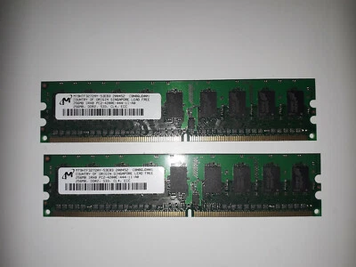 Micron 512 MB (2x256MB) PC2-4200E DIMM Memory Modules MT9HTF3272AY-53EB3 - Image 1 of 2