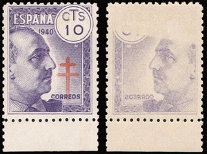 España 1940. Pro Tuberculosos. Edifil xx 936. Calcado parcial al dorso. Escaso - Imagen 1 de 1