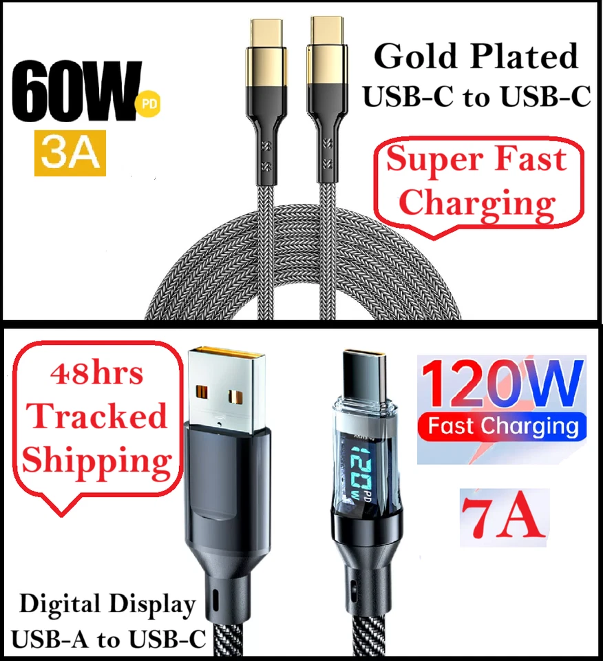 Fast Charging Cable for Samsung Android Devices with USB-C Type-C Ports Braided - Image 1 of 1