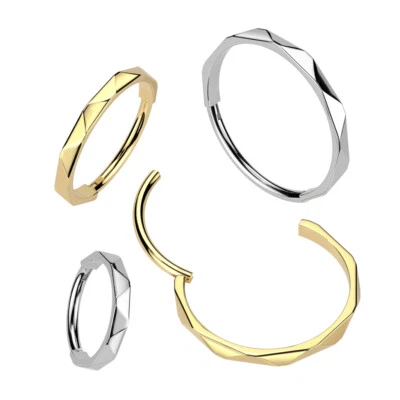 0.8mm 20g IMPLANT GRADE TITANIUM - Faceted Clicker Segment Ring Bar Earring Hoop - Image 1 of 2