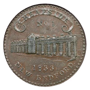 1833 HT-176 NGC AU 55 Newbedford MA Francis L Bingham Hard Times Token - Picture 1 of 3