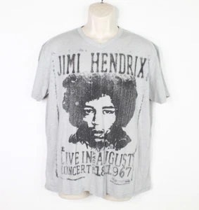Jimi Hendrix Shirt Herren Large Vintage Y2K V-Ausschnitt Grafik Tee Kurzarm grau - Bild 1 von 10