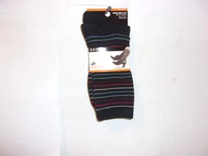BRAND NEW GEORGE LADY'S DRESS SOCKS IN BLACK w/ MULTI-COLOR HORIZON PIN STRIPES - Picture 1 of 3