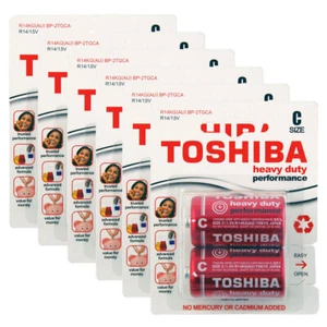 6x 2pc 1.5V Toshiba Cylindrical Power Household Lasting Heavy Duty C R14 Battery - Picture 1 of 3