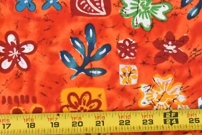 16" Long, Vintage, Bright Hawaiian-Theme on Orange, Alexander Henry, V492 - Image 1 of 4