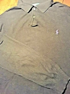 Polo Ralph Lauren Estilo Italiano Negro Manga Larga Algodón Pima Polo Suéter Talla L - Imagen 1 de 4