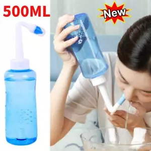500ML - Nasal Flush Kit Neti Pot Sinus Rinse Nose Wash Bottle Irrigator Sal X9Y1 - Picture 1 of 9