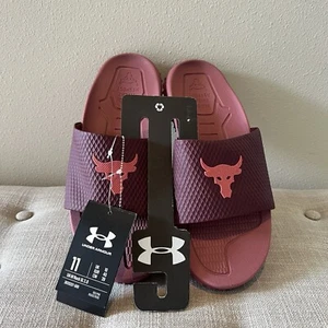Under Armour Project Rock 2.0 Slides Sandals Red/Pink 3025237-500 Mens Sz 11 NEW - Picture 1 of 5