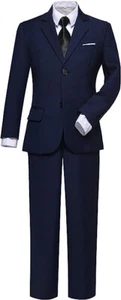 Visaccy Boys Suits Slim Fit Dress Clothes Ring Bearer Outfit navy suits Sz 12 co - Picture 1 of 7