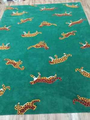 Cheetah Dark Green Kids Hand Tufted 100% Wool Area Rug Carpet - Image 1 of 3